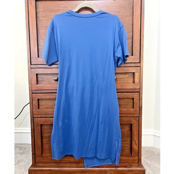 NWOT Theory Womens Blue Casual Mini T-Shirt Dress With Side Ruching Size Medium - Picture 4 of 14